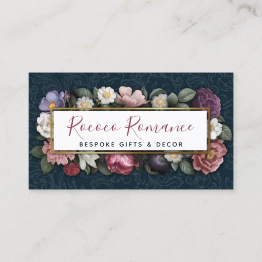 Rococo Damask & Elegant Floral Feminine Visitekaartje (Voorkant)