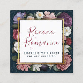 Rococo Damask & Elegant Floral Social Media Icons Vierkante Visitekaartje