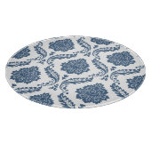 Rococo Damask Groot Patroon Blauw op Wit Snijplank (Hoek)
