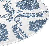 Rococo Damask Groot Patroon Blauw op Wit Snijplank (Hoek)
