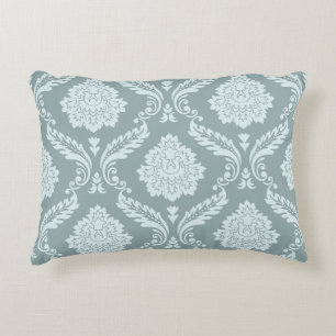Rococo Damask Groot Patroon Eendenei Blauw+Turquoi Accent Kussen