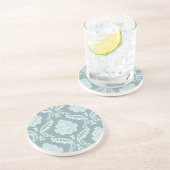 Rococo Damask Groot Patroon Eendenei Blauw+Turquoi Zandsteen Onderzetter (Zijkant)