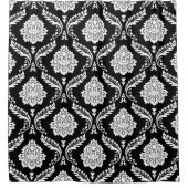 Rococo Damask Groot Patroon Wit op Zwart Douchegordijn (Voorkant)