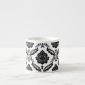Rococo Damask Groot Patroon Zwart op Wit Espresso Kop (Voorkant)