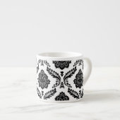 Rococo Damask Groot Patroon Zwart op Wit Espresso Kop (Voorkant rechts)