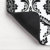 Rococo Damask Groot Patroon Zwart op Wit Muismat (Hoek)