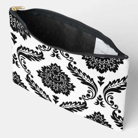 Rococo Damask Grote Off-Set Patroon Zwart op Wit Etui (Open)