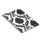 Rococo Damask Grote Off-Set Patroon Zwart op Wit Notitieboek (Rechterzijde)