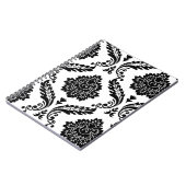 Rococo Damask Grote Off-Set Patroon Zwart op Wit Notitieboek (Linkerzijde)