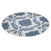 Rococo Damask Grote Patroon Blauw op Wit Snijplank (Hoek)