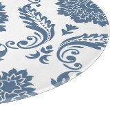 Rococo Damask Grote Patroon Blauw op Wit Snijplank (Hoek)