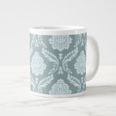 Rococo Damask Grote Patroon Eendenei Blauw+Turquoi Koffiekop (Voorkant rechts)