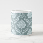 Rococo Damask Grote Patroon Eendenei Blauw+Turquoi Koffiekop (Voorkant)