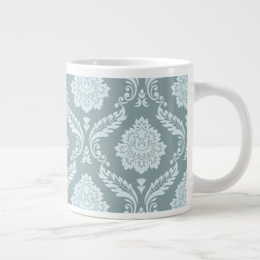 Rococo Damask Grote Patroon Eendenei Blauw+Turquoi Koffiekop (Rechts)