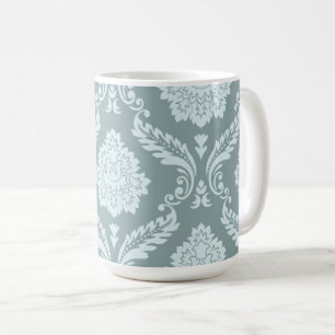 Rococo Damask Grote Patroon Eendenei Blauw+Turquoi Koffiemok