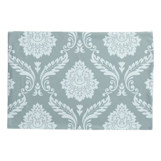 Rococo Damask Grote Patroon Eendenei Blauw+Turquoi Kussensloop (Achterkant)