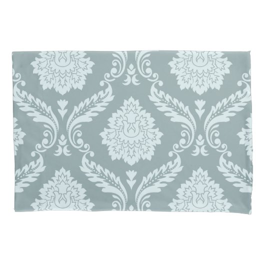 Rococo Damask Grote Patroon Eendenei Blauw+Turquoi Kussensloop (Voorkant)