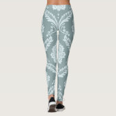 Rococo Damask Grote Patroon Eendenei Blauw+Turquoi Leggings (Achterkant)