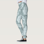 Rococo Damask Grote Patroon Eendenei Blauw+Turquoi Leggings (Links)