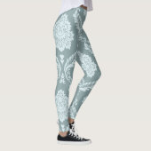 Rococo Damask Grote Patroon Eendenei Blauw+Turquoi Leggings (Rechts)
