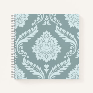 Rococo Damask Grote Patroon Eendenei Blauw+Turquoi Notitieboek