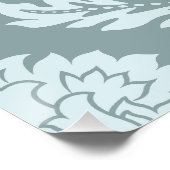 Rococo Damask Grote Patroon Eendenei Blauw+Turquoi Perfect Poster (Hoek)