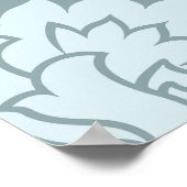 Rococo Damask Grote Patroon Eendenei Blauw+Turquoi Poster (Hoek)