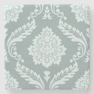 Rococo Damask Grote Patroon Eendenei Blauw+Turquoi Stenen Onderzetter