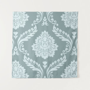 Rococo Damask Grote Patroon Eendenei Blauw+Turquoi Wandkleed
