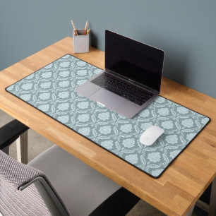 Rococo Damask Klein Patroon Eendenei Blauw+Teal Bureaumat