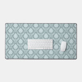 Rococo Damask Klein Patroon Eendenei Blauw+Teal Bureaumat (Keyboard & Muis)