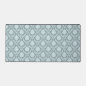 Rococo Damask Klein Patroon Eendenei Blauw+Teal Bureaumat (Voorkant)
