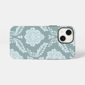 Rococo Damask Kunst I Eendenei Blauw+Teal iPhone Hoesje (Achterkant horizontaal)