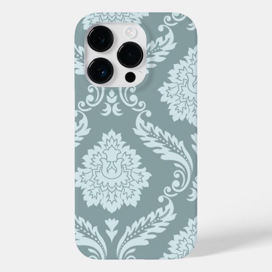 Rococo Damask Kunst I Eendenei Blauw+Turkoois Case-Mate iPhone Case (Achterkant)