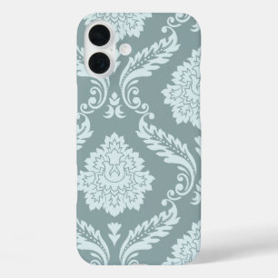 Rococo Damask Kunst I Eendenei Blauw+Turquoise iPhone 16 Plus Hoesje