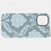 Rococo Damask Kunst I Eendenei Blauw+Turquoise iPhone Hoesje (Achterkant horizontaal)