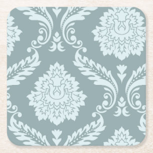 Rococo Damask Kunst I Eendenei Blauw+Turquoise Kartonnen Onderzetters