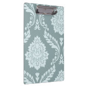 Rococo Damask Kunst I Eendenei Blauw+Turquoise Klembord (Rechts)