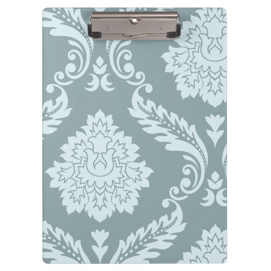 Rococo Damask Kunst I Eendenei Blauw+Turquoise Klembord (Voorkant)