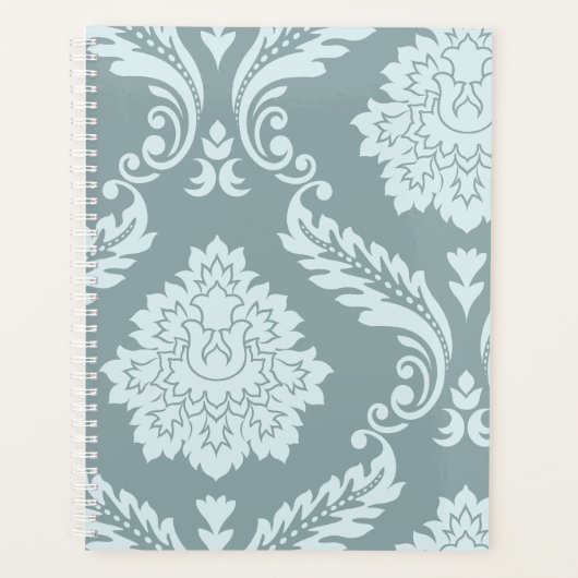 Rococo Damask Kunst I Eendenei Blauw+Turquoise Planner (Voorkant)