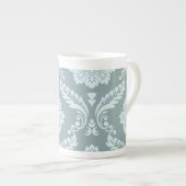Rococo Damask Kunst I Eendenei Blauw+Turquoise Porselein Kop (Voorkant rechts)
