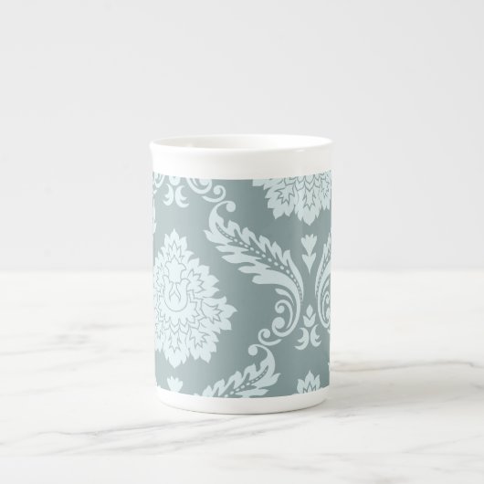 Rococo Damask Kunst I Eendenei Blauw+Turquoise Porselein Kop (Voorkant)