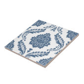 Rococo Damask Lg Patroon Blauw op Wit Tegeltje (Zijkant)