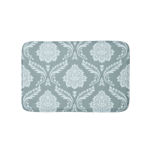 Rococo Damask Lg Patroon Eendenei Blauw+Turquoise Badmat (Voorkant)