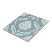 Rococo Damask Lg Patroon Eendenei Blauw+Turquoise Tegeltje (Zijkant)