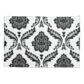 Rococo Damask Lg Patroon Zwart op Wit Kussensloop (Achterkant)