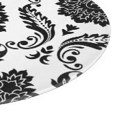 Rococo Damask Lg Patroon Zwart op Wit Snijplank (Hoek)
