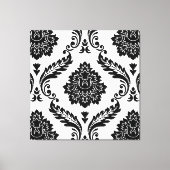 Rococo Damask Lg Pattern Black on White Canvas Afdruk (Voorkant)