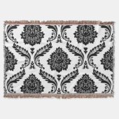 Rococo Damask Lg Pattern Black on White Deken (Voorkant)