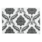 Rococo Damask Lg Pattern Black on White Kussensloop (Voorkant)